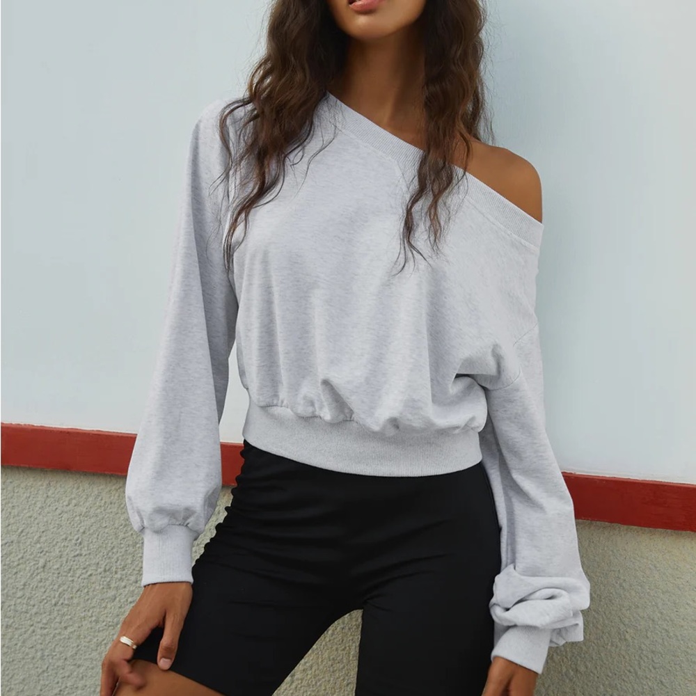 Asymmetric off shoulder sweatshirt new with tags